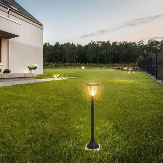 Stalpisor LED solar de gradina 2W cu senzor 93cm negru mat lumina calda+rece IP65