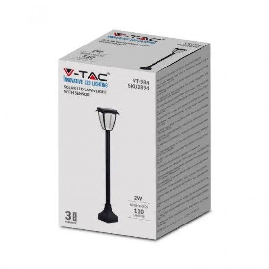 Stalpisor LED solar de gradina 2W cu senzor 93cm negru mat lumina calda+rece IP65