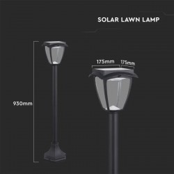 Stalpisor LED solar de gradina 2W cu senzor 93cm negru mat lumina calda+rece IP65