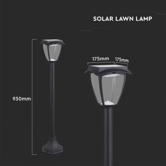 Stalpisor LED solar de gradina 2W cu senzor 93cm negru mat lumina calda+rece IP65