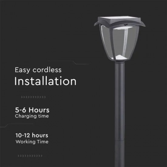 Stalpisor LED solar de gradina 2W cu senzor 93cm negru mat lumina calda+rece IP65