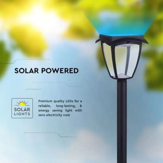 Stalpisor LED solar de gradina 2W cu senzor 93cm negru mat lumina calda+rece IP65