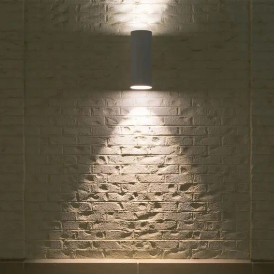 Aplica de perete cu dulie 2xGU10 rotunda iluminare sus jos alba IP54