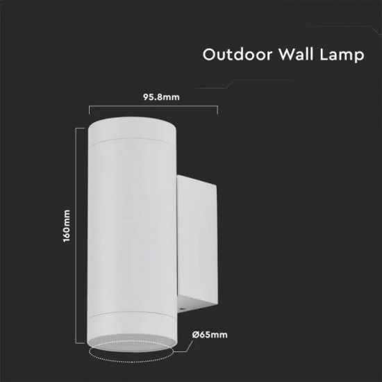 Aplica de perete cu dulie 2xGU10 rotunda iluminare sus jos alba IP54