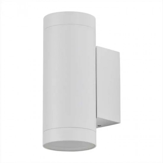 Aplica de perete cu dulie 2xGU10 rotunda iluminare sus jos alba IP54
