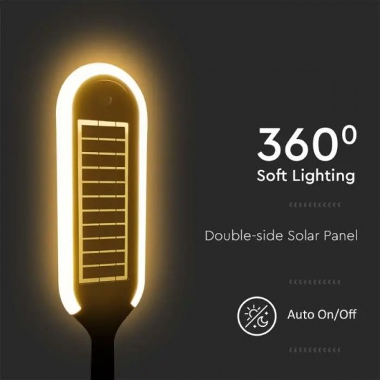 Stalpisor LED solar de gradina 5W cu pichet si senzor de lumina corp alb negru IP65