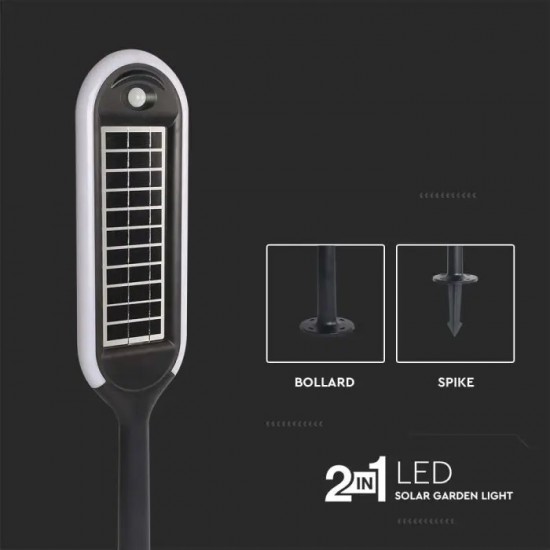 Stalpisor LED solar de gradina 5W cu pichet si senzor de lumina corp alb negru IP65