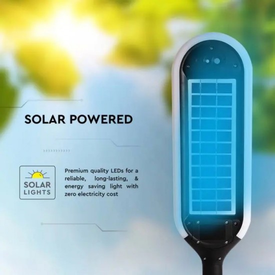 Stalpisor LED solar de gradina 5W cu pichet si senzor de lumina corp alb negru IP65