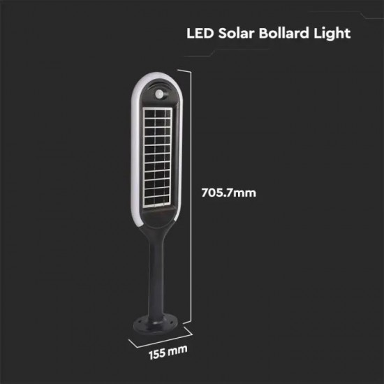 Stalpisor LED solar de gradina 5W cu pichet si senzor de lumina corp alb negru IP65
