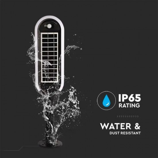 Stalpisor LED solar de gradina 5W cu pichet si senzor de lumina corp alb negru IP65