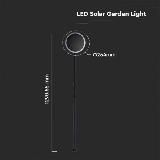 Stalpisor LED solar de gradina 8W cu senzor de lumina orientabil inaltime ajustabila corp alb negru IP65