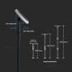 Stalpisor LED solar de gradina 8W cu senzor de lumina orientabil inaltime ajustabila corp alb negru IP65