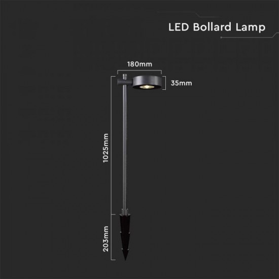 Stalpisor LED de gradina 6W cu pichet 1025mm corp aluminiu negru IP65