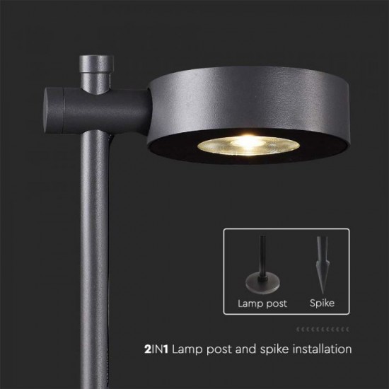 Stalpisor LED de gradina 6W cu pichet 1025mm corp aluminiu negru IP65