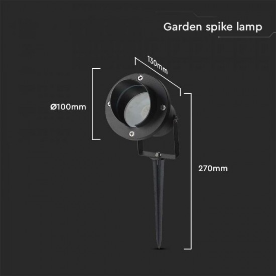 Tarus de gradina cu palarie soclu GU10 aluminiu corp negru IP65
