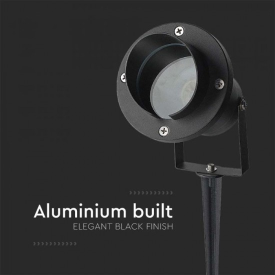 Tarus de gradina cu palarie soclu GU10 aluminiu corp negru IP65