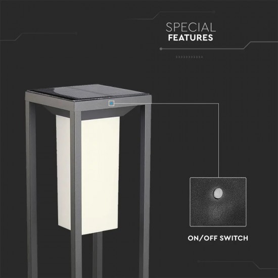 Lampadar solar LED cu tarus cip SAMSUNG 2W cu senzor Corp Gri Alb Cald