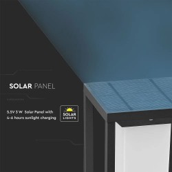 Lampadar solar LED cu tarus cip SAMSUNG 2W cu senzor Corp Gri Alb Cald