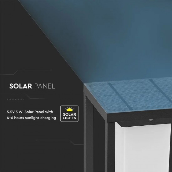 Lampadar solar LED cu tarus cip SAMSUNG 2W cu senzor Corp Gri Alb Cald