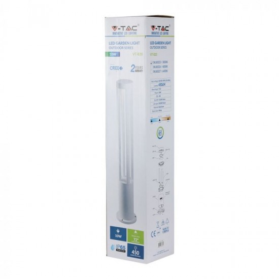 Aplica LED 10W de gradina Corp Alb 80 cm inaltime lumina calda