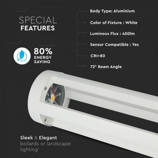 Aplica LED 10W de gradina Corp Alb 80 cm inaltime lumina calda