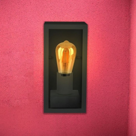 Lampadar de perete din sticla 1xE27 Corp Negru Mat