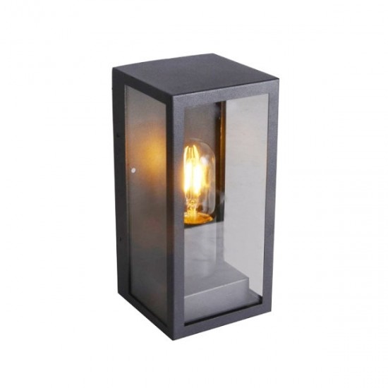 Lampadar de perete din sticla 1xE27 Corp Negru Mat