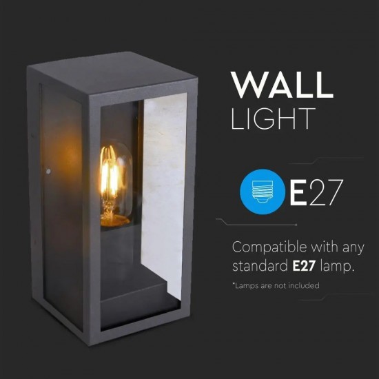 Lampadar de perete din sticla 1xE27 Corp Negru Mat
