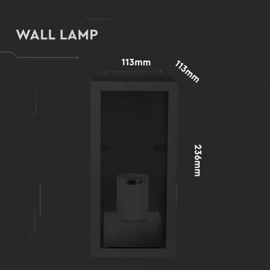 Lampadar de perete din sticla 1xE27 Corp Negru Mat