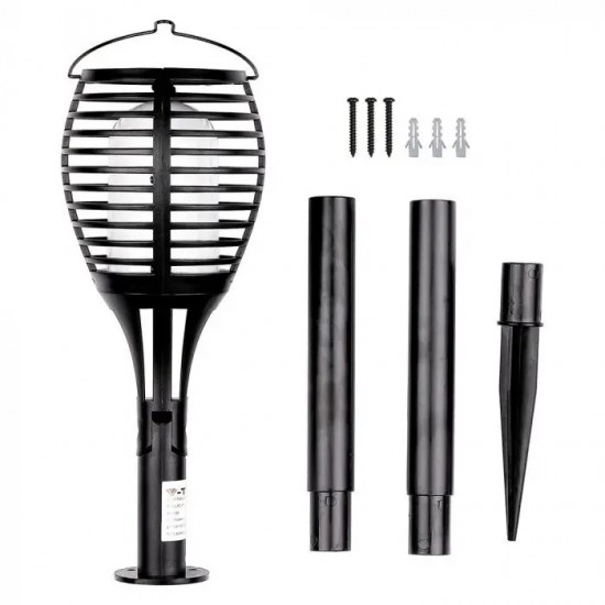 Lampa LED solara flacara de gradina 0.45W neagra cu pichet lumina calda montaj universal IP44 - tarus solar V-TAC