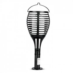 Lampa LED solara flacara de gradina 0.45W neagra cu pichet lumina calda montaj universal IP44 - tarus solar V-TAC