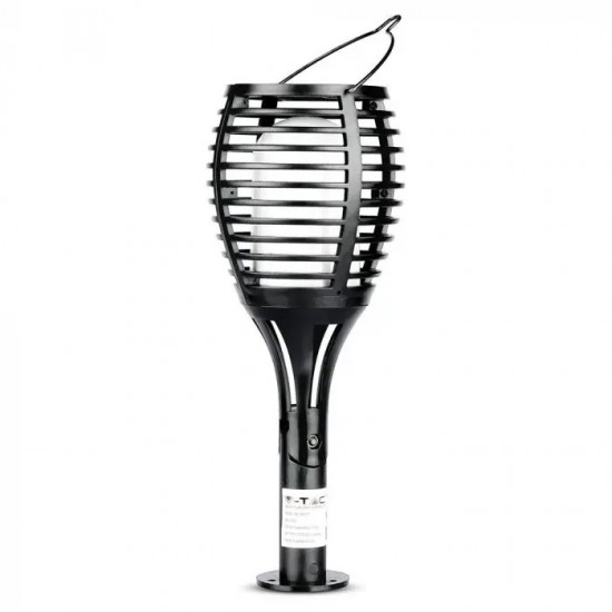 Lampa LED solara flacara de gradina 0.45W neagra cu pichet lumina calda montaj universal IP44 - tarus solar V-TAC