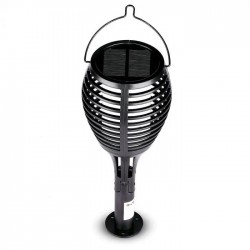 Lampa LED solara flacara de gradina 0.45W neagra cu pichet lumina calda montaj universal IP44 - tarus solar V-TAC