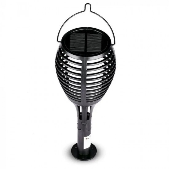 Lampa LED solara flacara de gradina 0.45W neagra cu pichet lumina calda montaj universal IP44 - tarus solar V-TAC