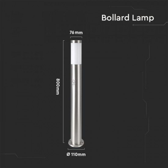 Stalpisor de gradina cu senzor PIR soclu E27 din otel inoxidabil 80cm