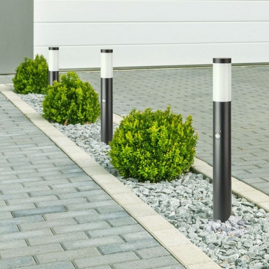 Stalpisor de gradina cu senzor PIR soclu E27 din otel inoxidabil 80cm