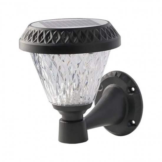 Aplica LED solara de perete 0.8W rotunda negru mat dimabila cu telecomanda RF CCT 3 in 1 IP44