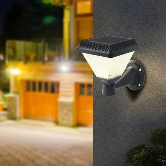 Aplica LED solara de perete 0.8W patrata negru mat dimabila cu telecomanda RF CCT 3 in 1 IP44