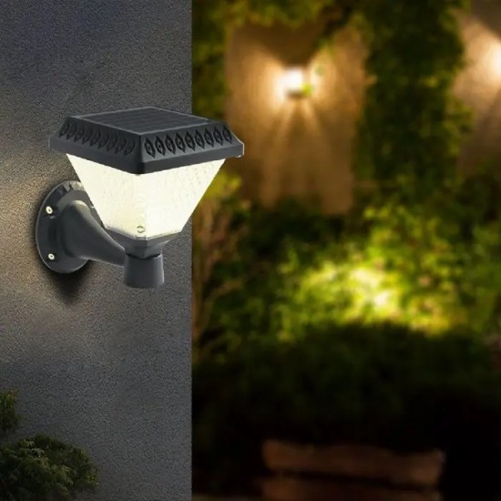 Aplica LED solara de perete 0.8W patrata negru mat dimabila cu telecomanda RF CCT 3 in 1 IP44