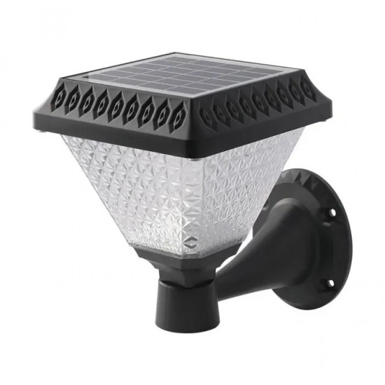 Aplica LED solara de perete 0.8W patrata negru mat dimabila cu telecomanda RF CCT 3 in 1 IP44