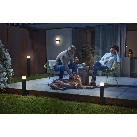 Aplica LED de exterior inteligenta 14W Ledvance Smart+ WiFi Cube iluminare sus jos RGBW dimabila compatibila Alexa si Google Assistant IP44