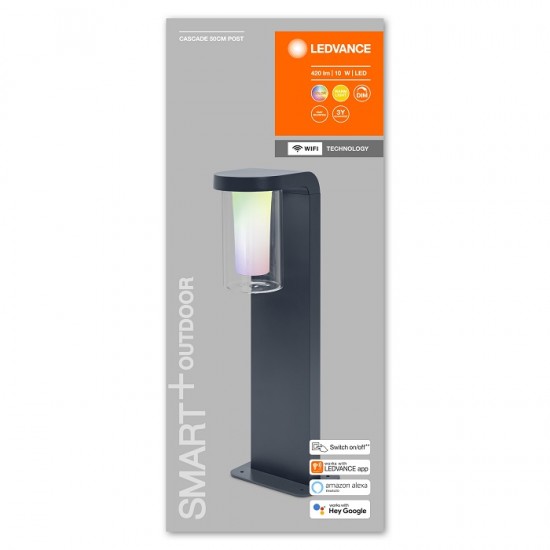 Stalpisor LED de gradina inteligent 10W 50cm Ledvance Smart+ WiFi Cascade RGBW dimabil compatibil Alexa si Google Assistant IP44