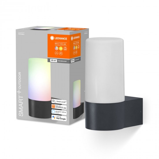 Aplica LED de exterior inteligenta 10W Ledvance Smart+ WiFi Pipe Wall RGBW dimabila compatibila Alexa si Google Assistant IP44