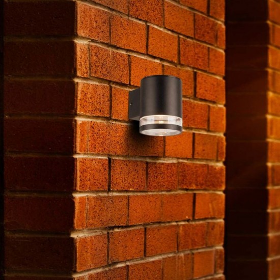 Aplica LED solara de perete 0.55W rotunda corp negru lumina calda IP54