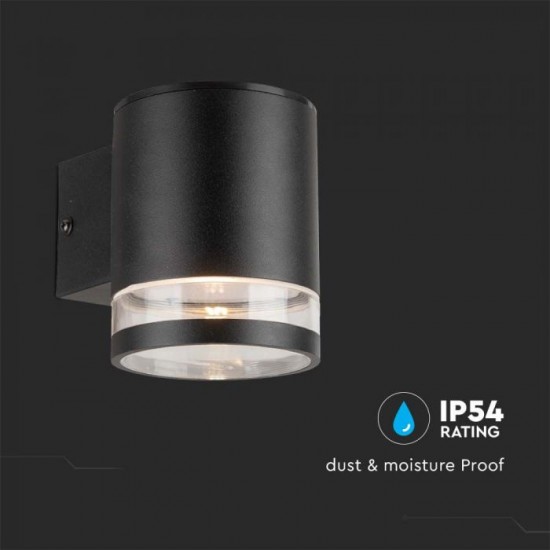 Aplica LED solara de perete 0.55W rotunda corp negru lumina calda IP54