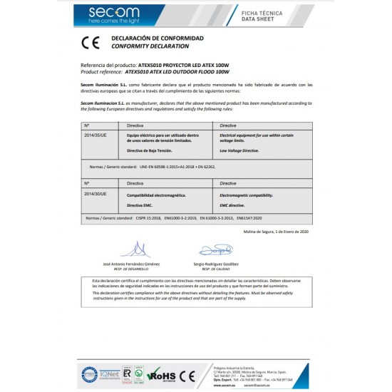 Proiector LED ANTIEX Secom ATEX50 100W zona 1/21 lumina rece IP66
