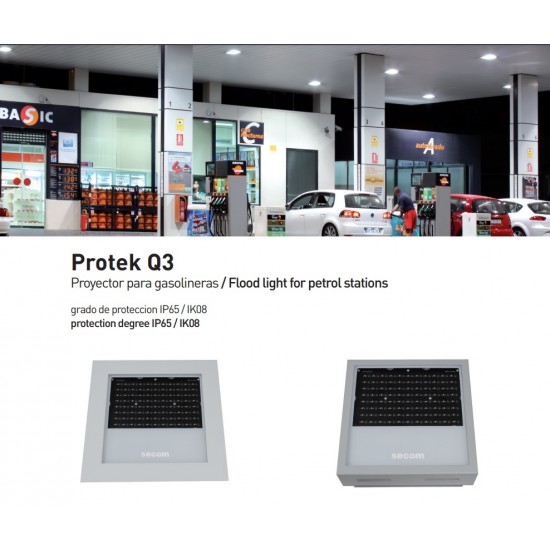 Corp de iluminat LED 100W Secom Protek Q3 Petrol incastrat pentru copertina benzinarii IP65
