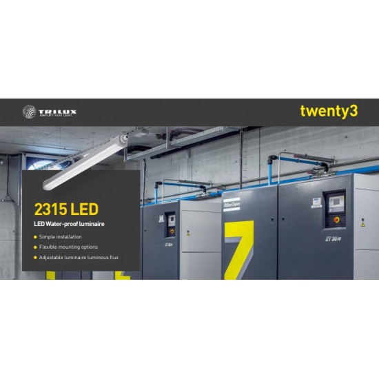 Corp de iluminat etans cu LED 23-33W 1200mm TRILUX 2315 Twenty3 cu flux luminos reglabil