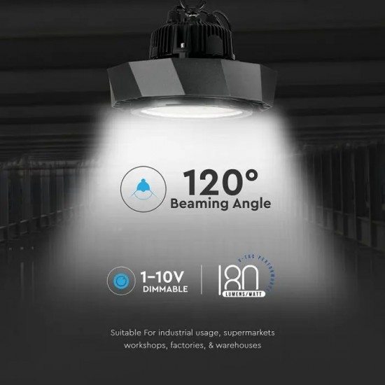 Lampa industriala LED Cip SAMSUNG driver Meanwell 100W 180lmW UFO 120 de grade Alb Rece