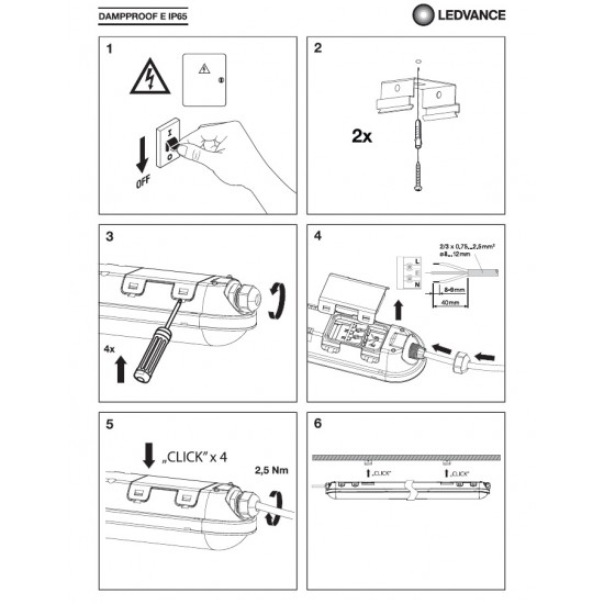 Corp de iluminat etans cu LED 21W 600mm LEDVANCE Damp Proof E-series IP65